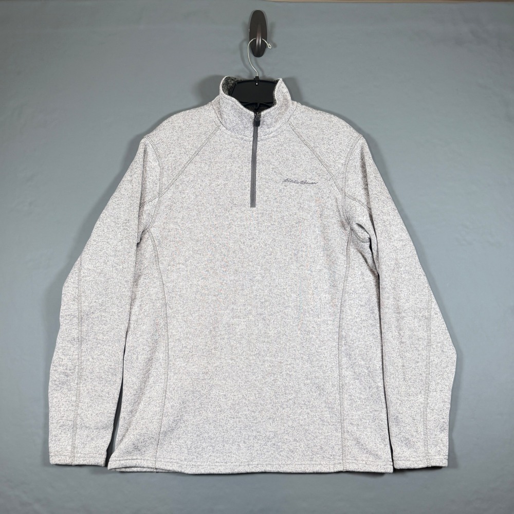Eddie Bauer Sweater Mens Medium Gray 1/4 Zip Long Sleeve Hiking Quarter Zip